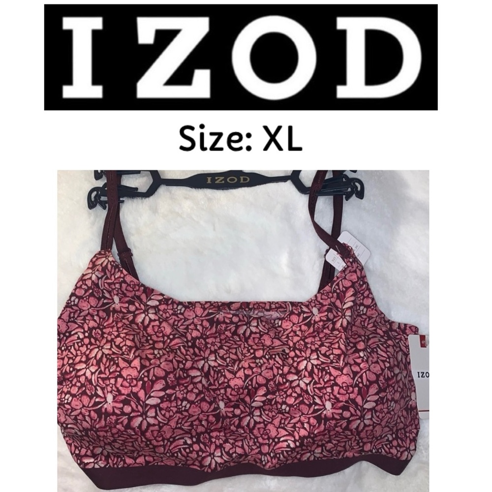 🎄🧑🎄 IZOD Pink Floral Smooth Lounge Bra w Removable Pads NWT XL